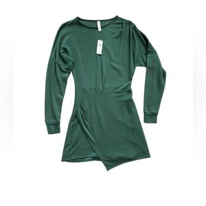 Anthropologie NWT Daily Practice - Green Long Sleeve Mini Wrap Dress - XS